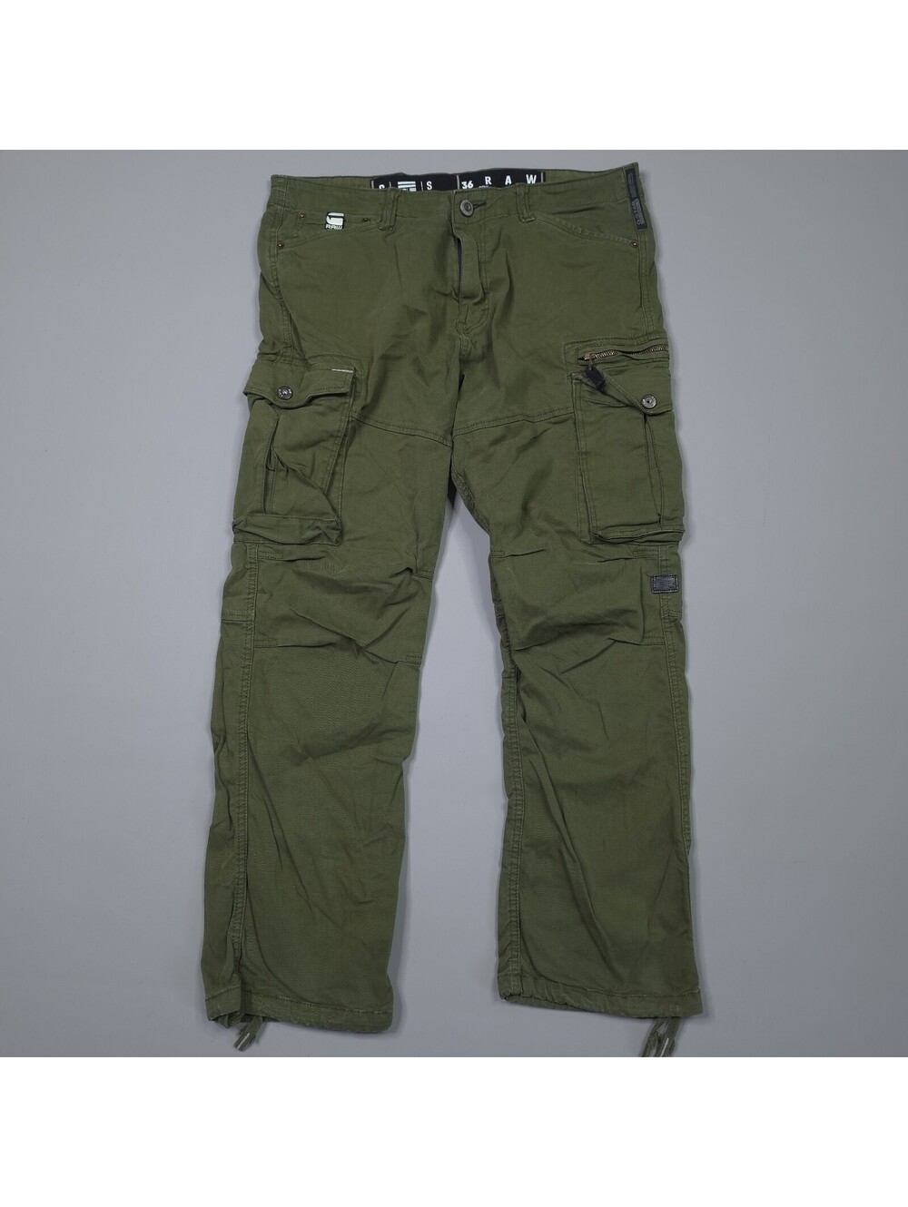 G Star Raw Rackham Straight Tapered Cuffed Cargo Jeans Green 36x28